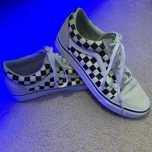 White checkerboard vans